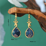 Buddha Stones Song Brocade Colorful Tone Floral Prosperity Drop Earrings