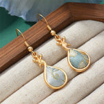 Buddha Stones Song Brocade Colorful Tone Floral Prosperity Drop Earrings