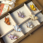Buddha Stones Handcrafted Butterfly with Rhinestone Transformation Tone Alloy Brooch