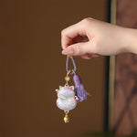 FREE Today: Positive Energy Song Brocade Lucky Cat Wealth Tassel String Keychain