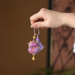 Buddha Stones Song Brocade Lucky Cat Wealth Tassel String Keychain