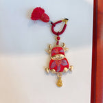 Buddha Stones Song Brocade Handmade Chinese Zodiac Tassel Lucky Keychain
