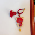 Buddha Stones Song Brocade Handmade Chinese Zodiac Tassel Lucky Keychain