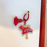 Buddha Stones Song Brocade Handmade Chinese Zodiac Tassel Lucky Keychain