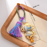 Buddha Stones Song Brocade Handmade Chinese Zodiac Luck Tassel Keychain