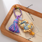 Buddha Stones Song Brocade Handmade Chinese Zodiac Luck Tassel Keychain
