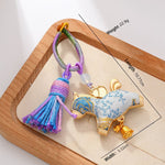 Buddha Stones Song Brocade Handmade Chinese Zodiac Luck Tassel Keychain