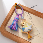 Buddha Stones Song Brocade Handmade Chinese Zodiac Luck Tassel Keychain