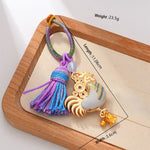 Buddha Stones Song Brocade Handmade Chinese Zodiac Luck Tassel Keychain