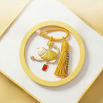 Buddha Stones Song Brocade Lucky Beckoning Cat Tassel Gift Box Keychain