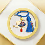 Buddha Stones Song Brocade Lucky Beckoning Cat Tassel Gift Box Keychain