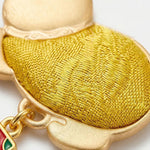 Buddha Stones Song Brocade Lucky Beckoning Cat Tassel Gift Box Keychain