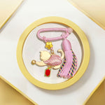 Buddha Stones Song Brocade Lucky Beckoning Cat Tassel Gift Box Keychain