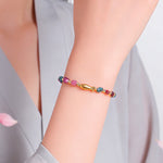 Buddha Stones Rainbow Tourmaline Koi Fish Positive Rough Cut Bracelet