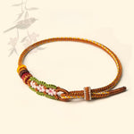 Buddha Stones Hand-Woven Floral Chinese Knotting Fortune Adjustable Cord Bracelet