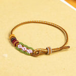 Buddha Stones Hand-Woven Floral Chinese Knotting Fortune Adjustable Cord Bracelet
