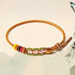 Buddha Stones Hand-Woven Floral Chinese Knotting Fortune Adjustable Cord Bracelet