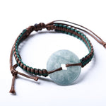 Buddha Stones Jade Peace Buckle Hand-Woven Tranquility Adjustable Bracelet