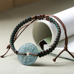 Buddha Stones Jade Peace Buckle Hand-Woven Tranquility Adjustable Bracelet