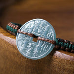 Buddha Stones Jade Peace Buckle Hand-Woven Tranquility Adjustable Bracelet