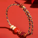 Buddha Stones Cinnabar Chinese Zodiac Concentration Hand-Woven Red String Bracelet