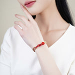 Buddha Stones Cinnabar Chinese Zodiac Concentration Hand-Woven Red String Bracelet