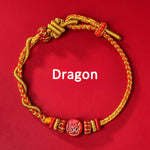 Buddha Stones Cinnabar Chinese Zodiac Blessing Hand-Woven Red String Bracelet