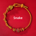 Buddha Stones Cinnabar Chinese Zodiac Blessing Hand-Woven Red String Bracelet