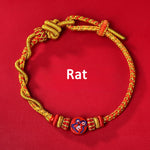 Buddha Stones Cinnabar Chinese Zodiac Blessing Hand-Woven Red String Bracelet