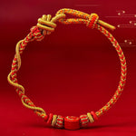 Buddha Stones Cinnabar Chinese Zodiac Blessing Hand-Woven Red String Bracelet