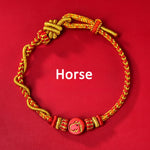 Buddha Stones Cinnabar Chinese Zodiac Blessing Hand-Woven Red String Bracelet