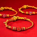 Buddha Stones Cinnabar Chinese Zodiac Blessing Hand-Woven Red String Bracelet