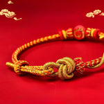 Buddha Stones Cinnabar Chinese Zodiac Blessing Hand-Woven Red String Bracelet