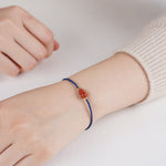 Buddha Stones South Red Agate Gourd Positive Hand-Woven Blue String Bracelet