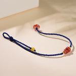 Buddha Stones South Red Agate Gourd Positive Hand-Woven Blue String Bracelet
