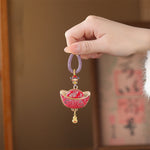 Buddha Stones Song Brocade Yuanbao Luck Keychain