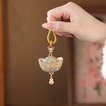 Buddha Stones Song Brocade Yuanbao Luck Keychain