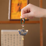 Buddha Stones Song Brocade Yuanbao Luck Keychain