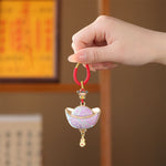 Buddha Stones Song Brocade Yuanbao Luck Keychain