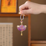 Buddha Stones Song Brocade Yuanbao Luck Keychain