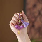 Buddha Stones Song Brocade Fan Blessing Keychain