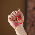 Buddha Stones Song Brocade Fan Blessing Keychain