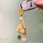 Buddha Stones Song Brocade Zongzi Leaf Balance Keychain