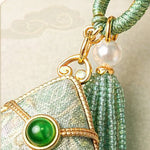Buddha Stones Song Brocade Zongzi Leaf Balance Keychain