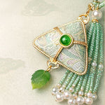 Buddha Stones Song Brocade Zongzi Leaf Balance Keychain