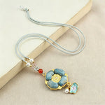 Buddha Stones Song Brocade Four-Leaf Clover Luck Necklace