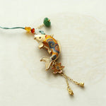 Buddha Stones Song Brocade Koi Fish Lotus Wealth Keychain
