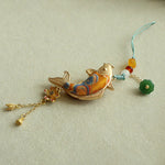 Buddha Stones Song Brocade Koi Fish Lotus Wealth Keychain