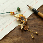 Buddha Stones Song Brocade Koi Fish Lotus Wealth Keychain