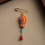 Buddha Stones Song Brocade Vase Design Elegant Brooch